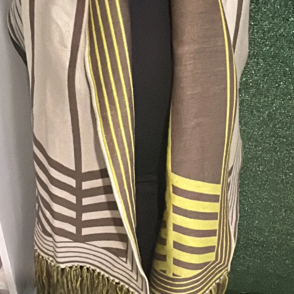 Louis Vuitton Brown & Green Chevron‎ Wool Scarf